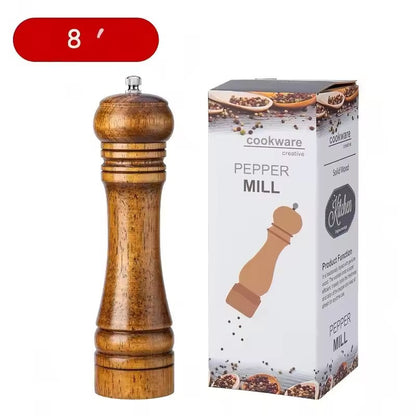 Manual 5-inch, 8-inch, 10-inch pepper grinder, oak pepper grinding jar for making fresh pepper powder for seasoning