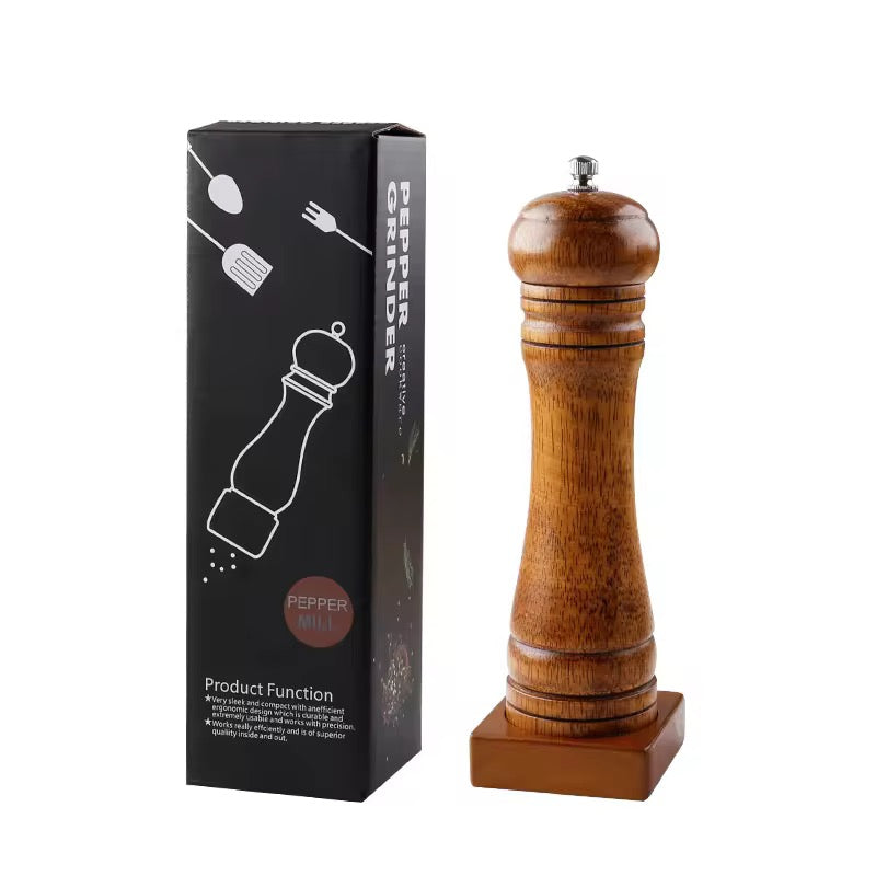 Manual 5-inch, 8-inch, 10-inch pepper grinder, oak pepper grinding jar for making fresh pepper powder for seasoning