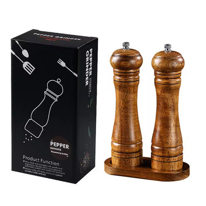 Manual 5-inch, 8-inch, 10-inch pepper grinder, oak pepper grinding jar for making fresh pepper powder for seasoning
