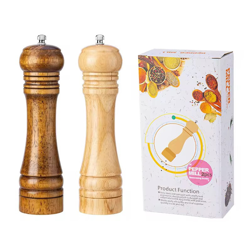 Manual 5-inch, 8-inch, 10-inch pepper grinder, oak pepper grinding jar for making fresh pepper powder for seasoning