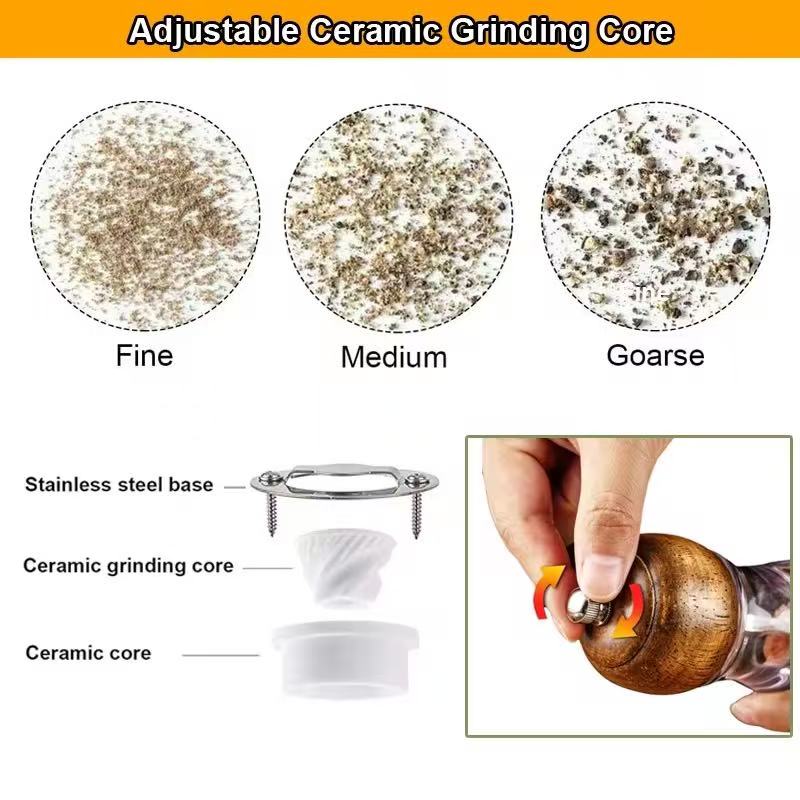 6-inch and 8-inch manual pepper grinder, kitchen use seasoning bottle