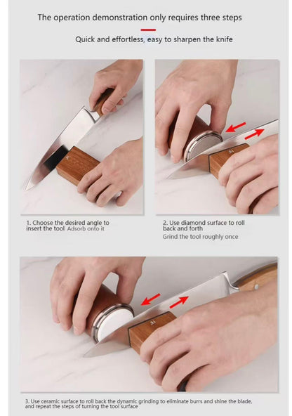 Double-sided drum knife sharpener