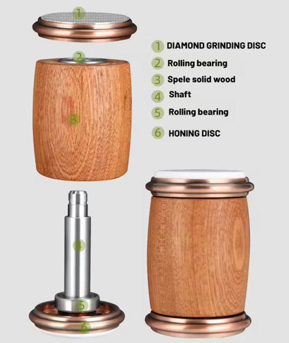 Double-sided drum knife sharpener