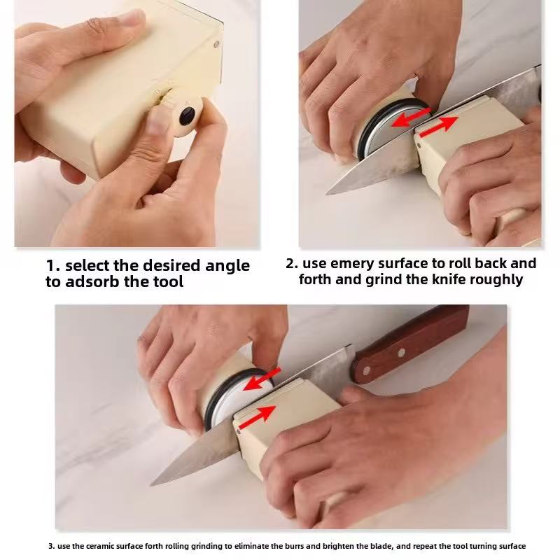 Manual drum adjustable angle knife sharpener