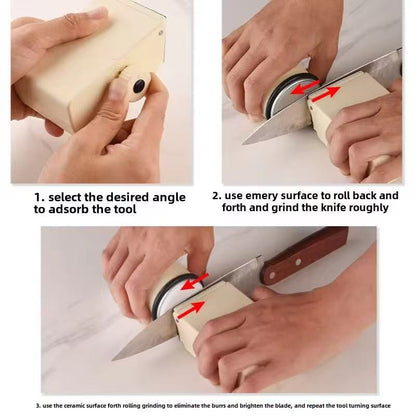 Manual drum adjustable angle knife sharpener