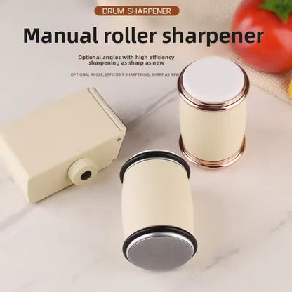 Manual drum adjustable angle knife sharpener