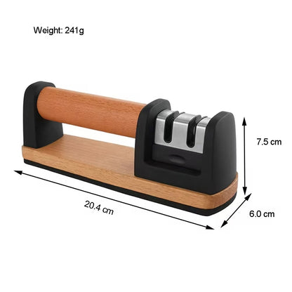 Wood-handled household kitchen knife sharpener