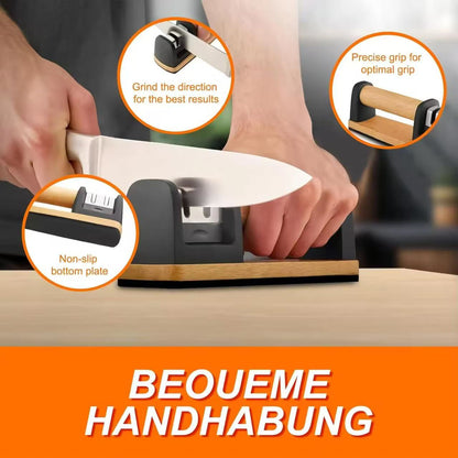 Wood-handled household kitchen knife sharpener