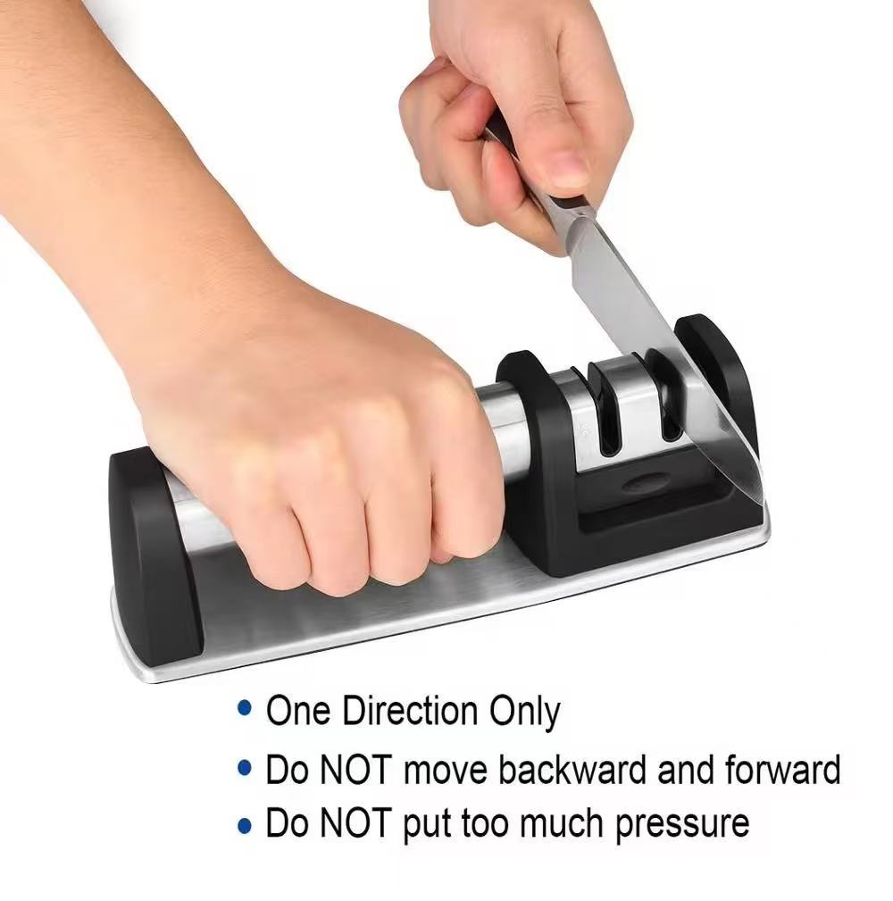 Wood-handled household kitchen knife sharpener