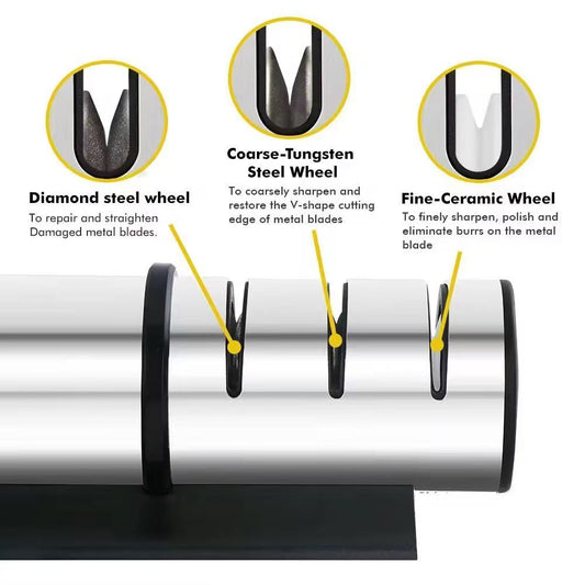 Stainless steel multi-functional knife sharpener