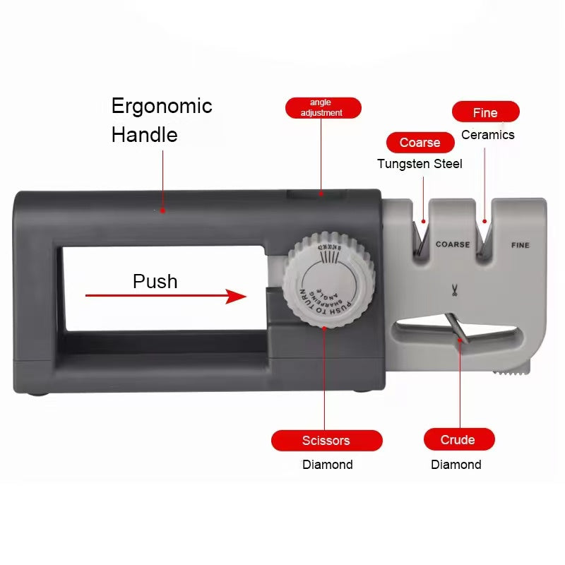 Adjustable and extendable multi-functional knife sharpener