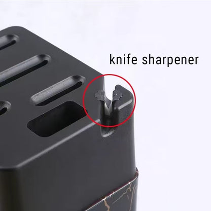 Marble-patterned stainless steel kitchen knife set - 7-piece set