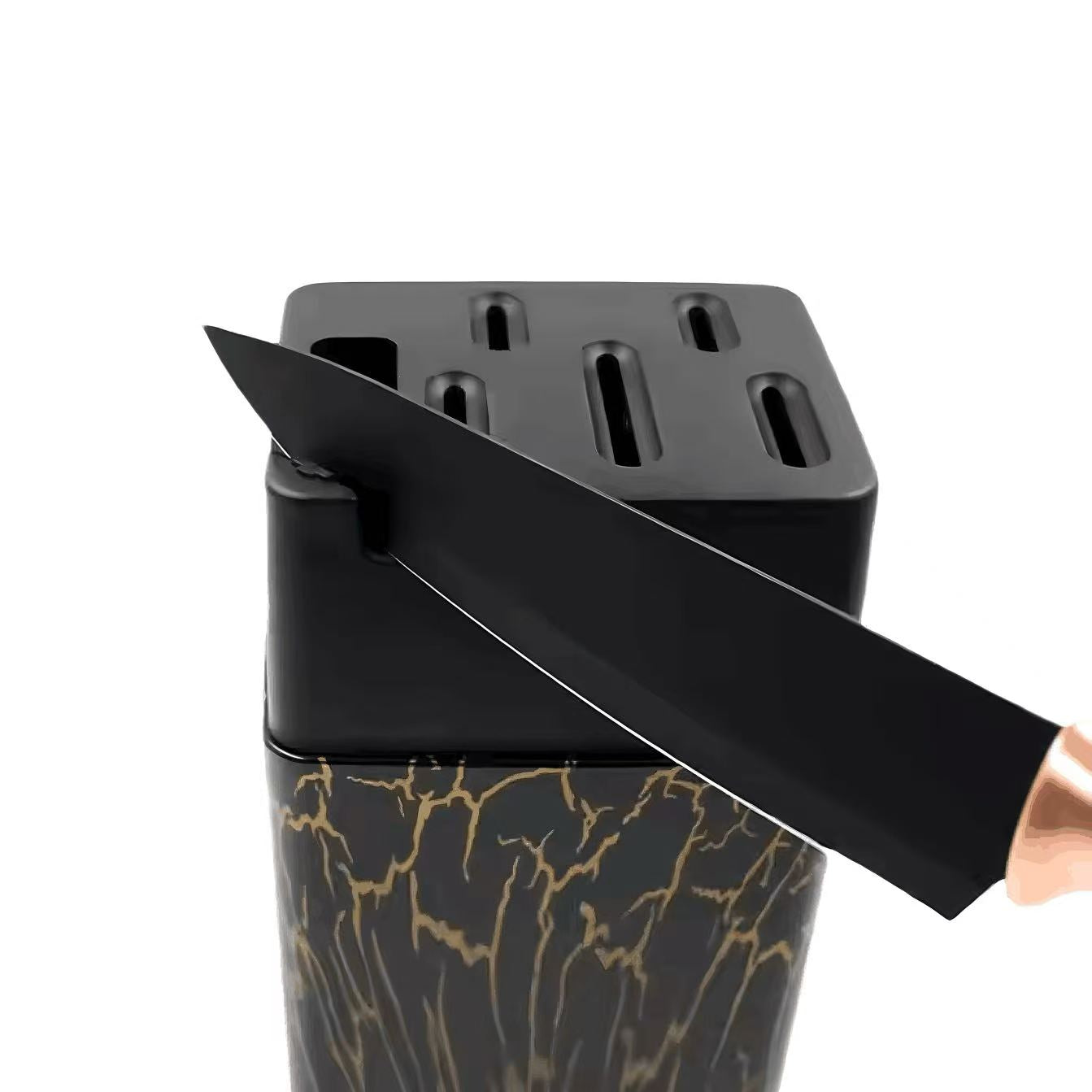 Marble-patterned stainless steel kitchen knife set - 7-piece set