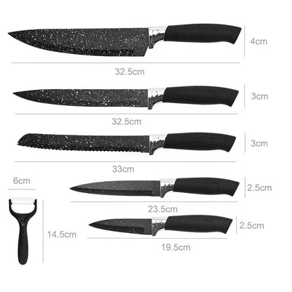 Stainless steel kitchen household knife set - 6-piece set