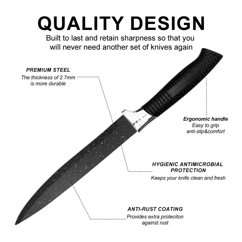 Stainless steel kitchen household knife set - 6-piece set