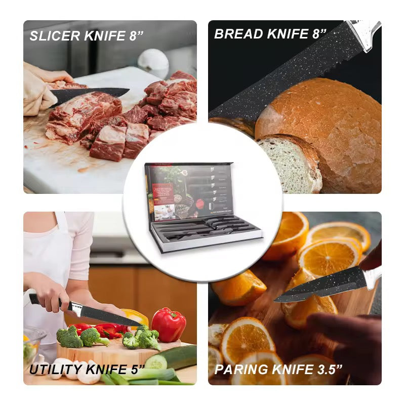 Stainless steel kitchen household knife set - 6-piece set