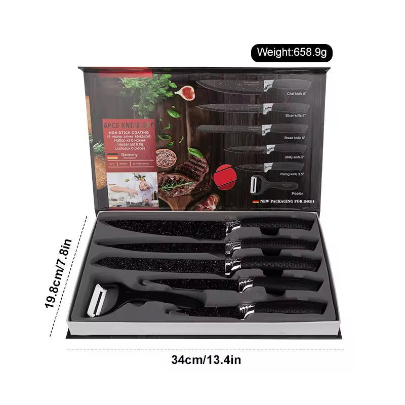 Stainless steel kitchen household knife set - 6-piece set