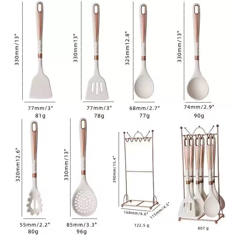 Food-grade high-temperature-resistant silicone kitchenware set - 7-piece set