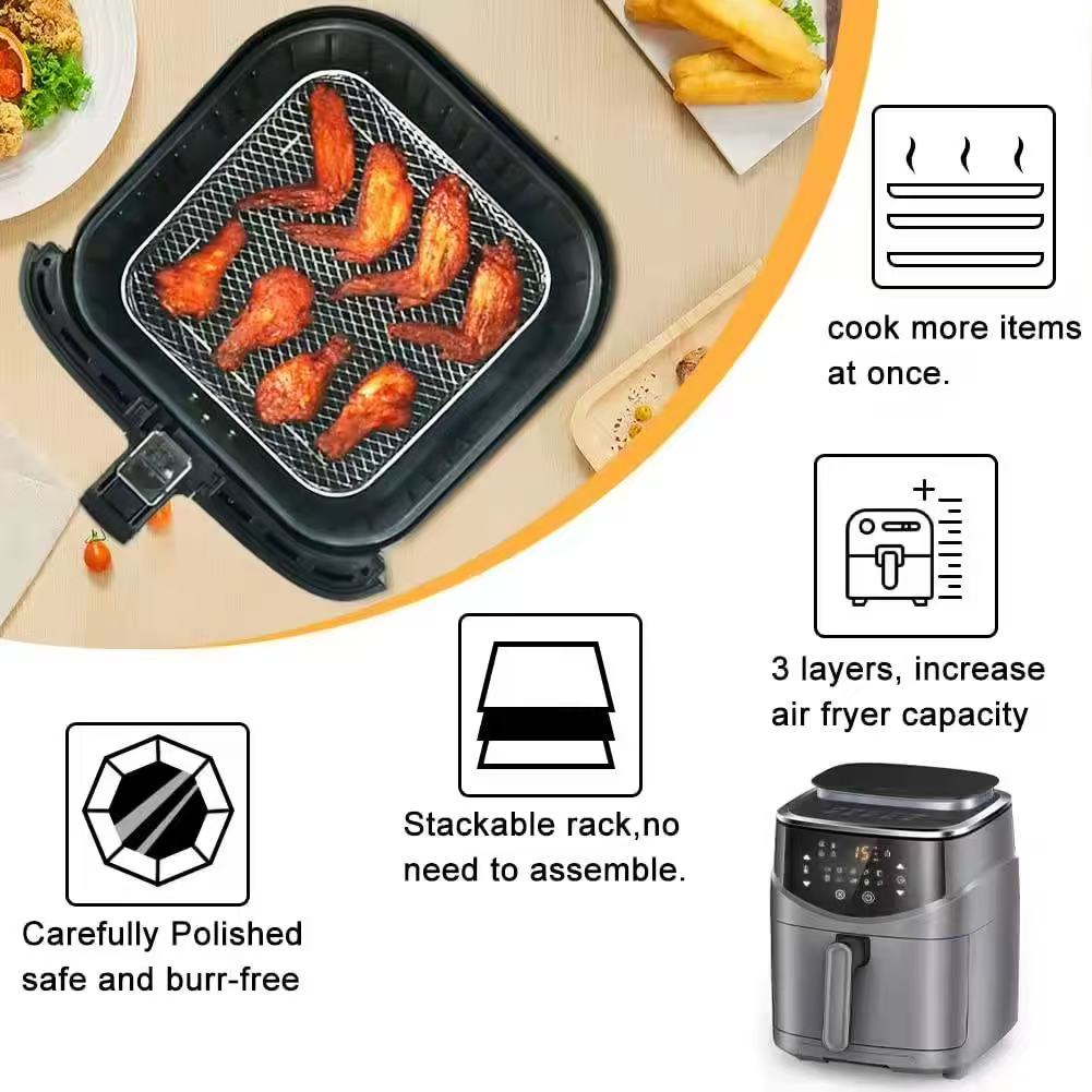 Special accessories for multi-functional air fryer, 304 stainless steel baking rack, fruit and vegetable utensil filter rack, dehydration rack