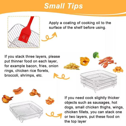 Special accessories for multi-functional air fryer, 304 stainless steel baking rack, fruit and vegetable utensil filter rack, dehydration rack