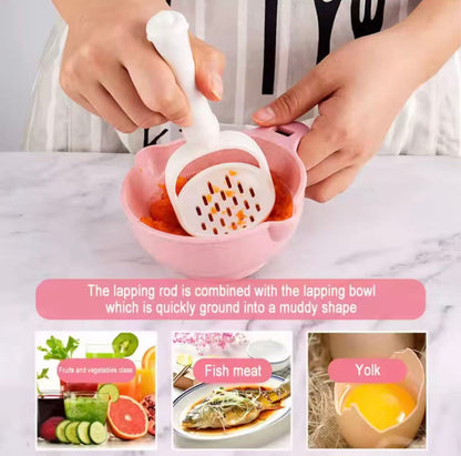 Baby complementary food preparation set, fruit and vegetable puree grinder, grinding bowl