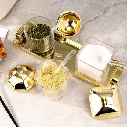 Acrylic electroplated kitchen seasoning container ，kitchen storage box