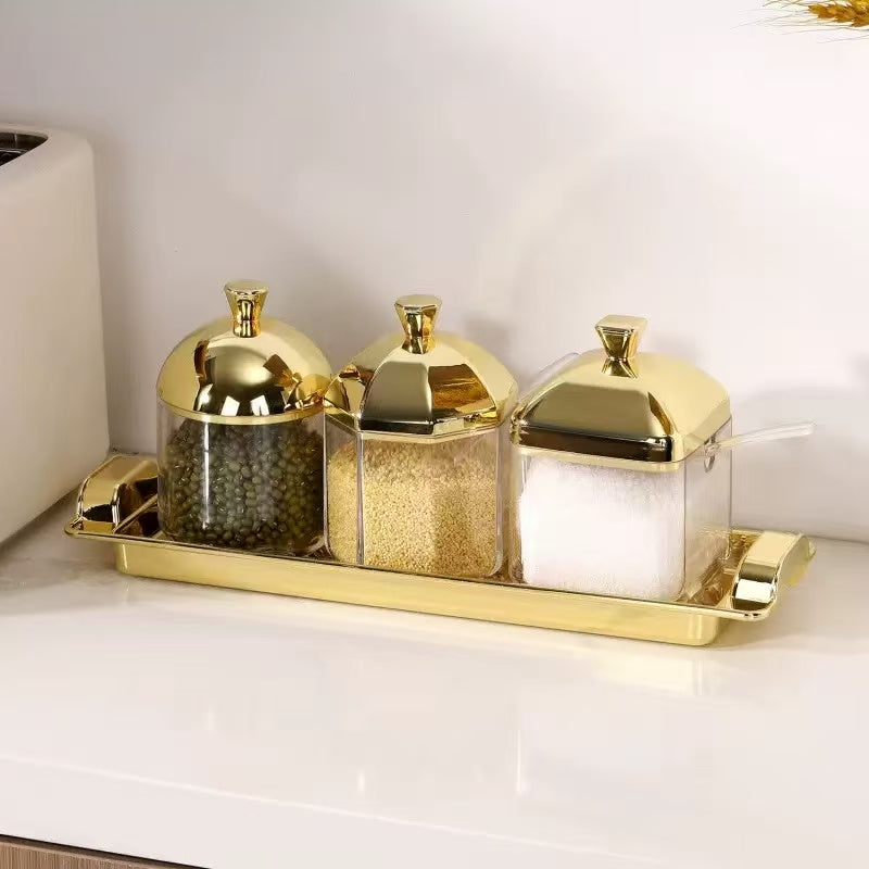 Acrylic electroplated kitchen seasoning container ，kitchen storage box