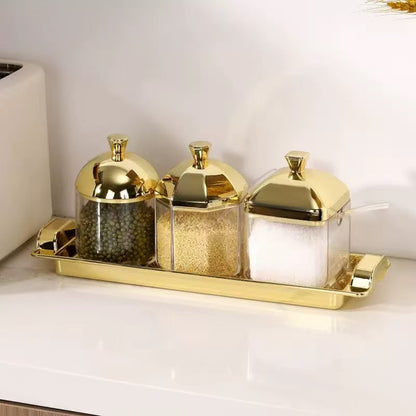 Acrylic electroplated kitchen seasoning container ，kitchen storage box