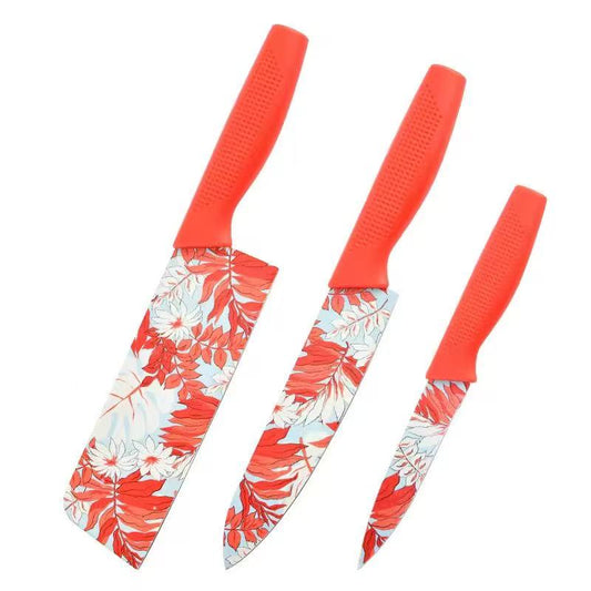 Printed stainless steel kitchen knives set - 3-piece set