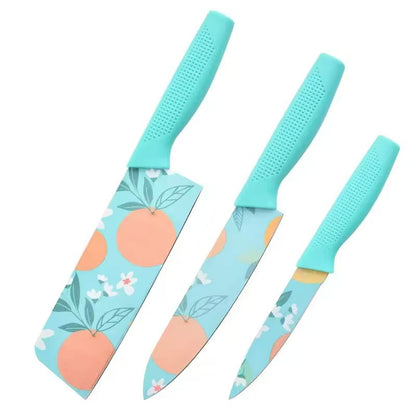 Printed stainless steel kitchen knives set - 3-piece set