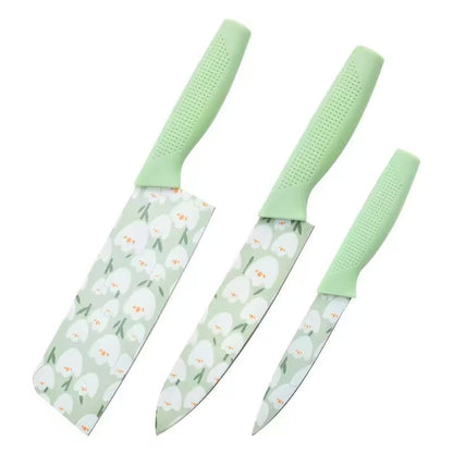 Printed stainless steel kitchen knives set - 3-piece set