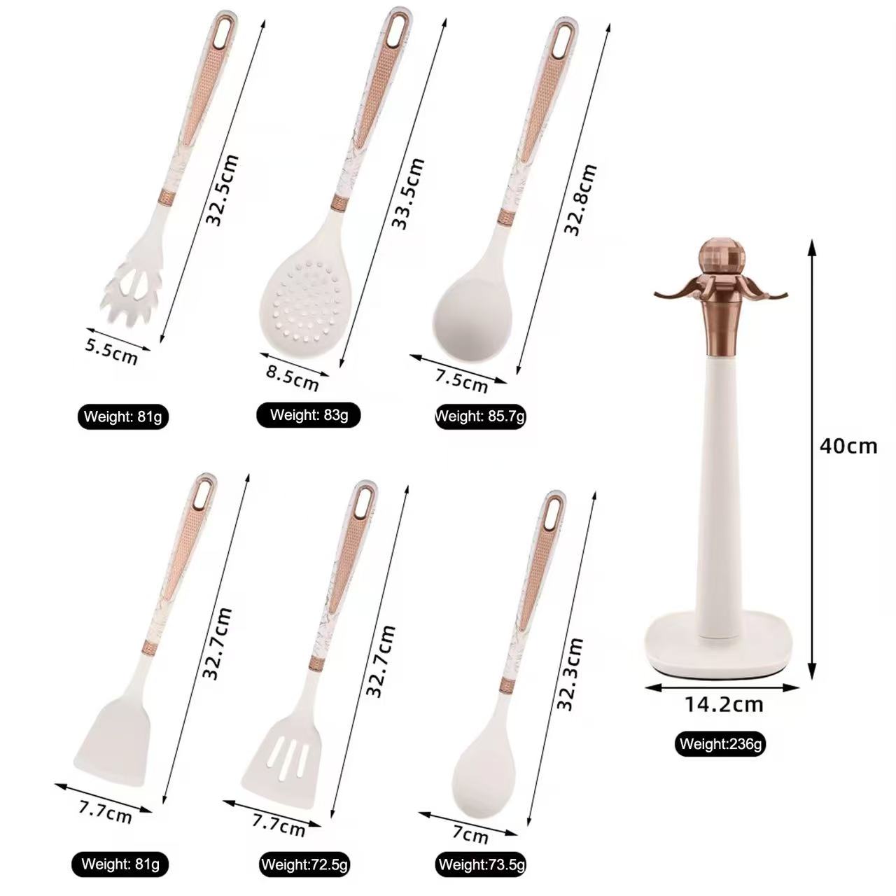 Food-grade silicone kitchenware set - 7-piece set