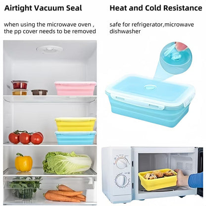 Foldable high-temperature-resistant food-grade silicone food storage container, refrigerator storage box, convenient outdoor packing box