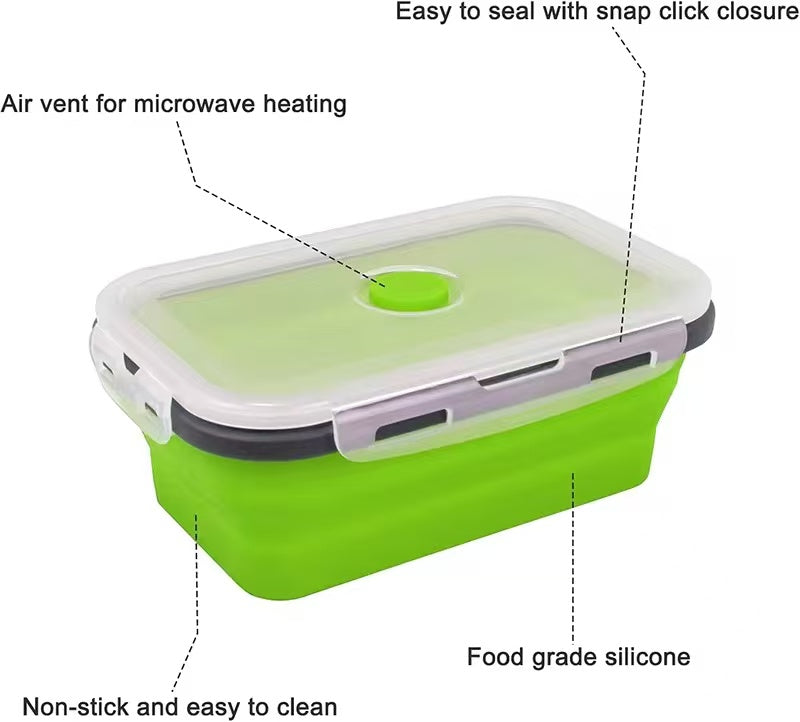 Foldable high-temperature-resistant food-grade silicone food storage container, refrigerator storage box, convenient outdoor packing box