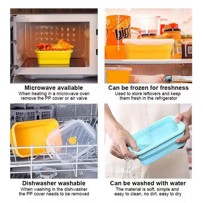 Foldable high-temperature-resistant food-grade silicone food storage container, refrigerator storage box, convenient outdoor packing box