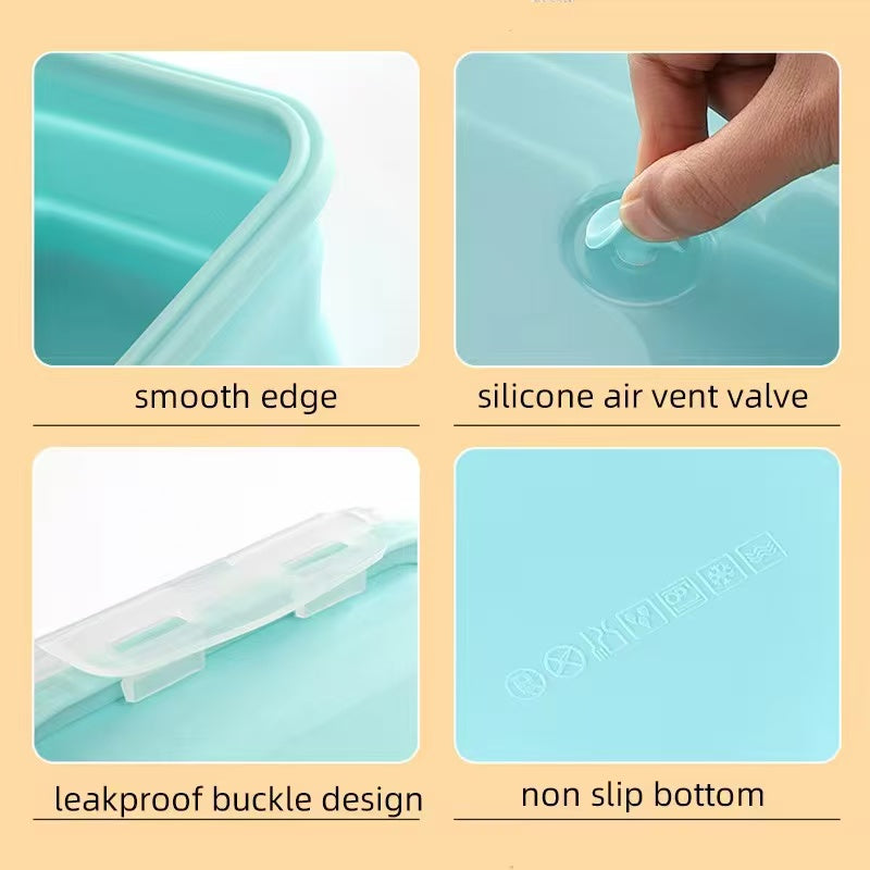Foldable high-temperature-resistant food-grade silicone food storage container, refrigerator storage box, convenient outdoor packing box