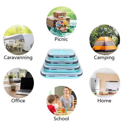 Foldable high-temperature-resistant food-grade silicone food storage container, refrigerator storage box, convenient outdoor packing box
