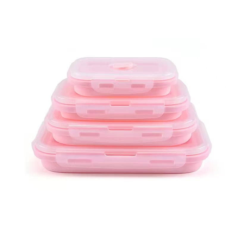Foldable high-temperature-resistant food-grade silicone food storage container, refrigerator storage box, convenient outdoor packing box