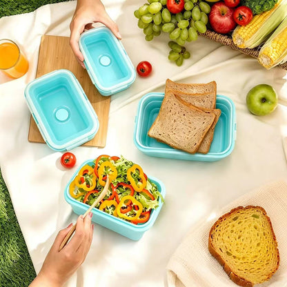 Foldable high-temperature-resistant food-grade silicone food storage container, refrigerator storage box, convenient outdoor packing box