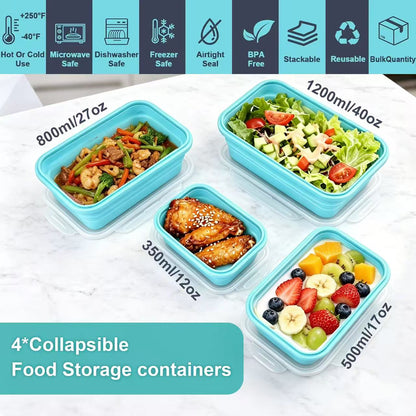 Foldable high-temperature-resistant food-grade silicone food storage container, refrigerator storage box, convenient outdoor packing box