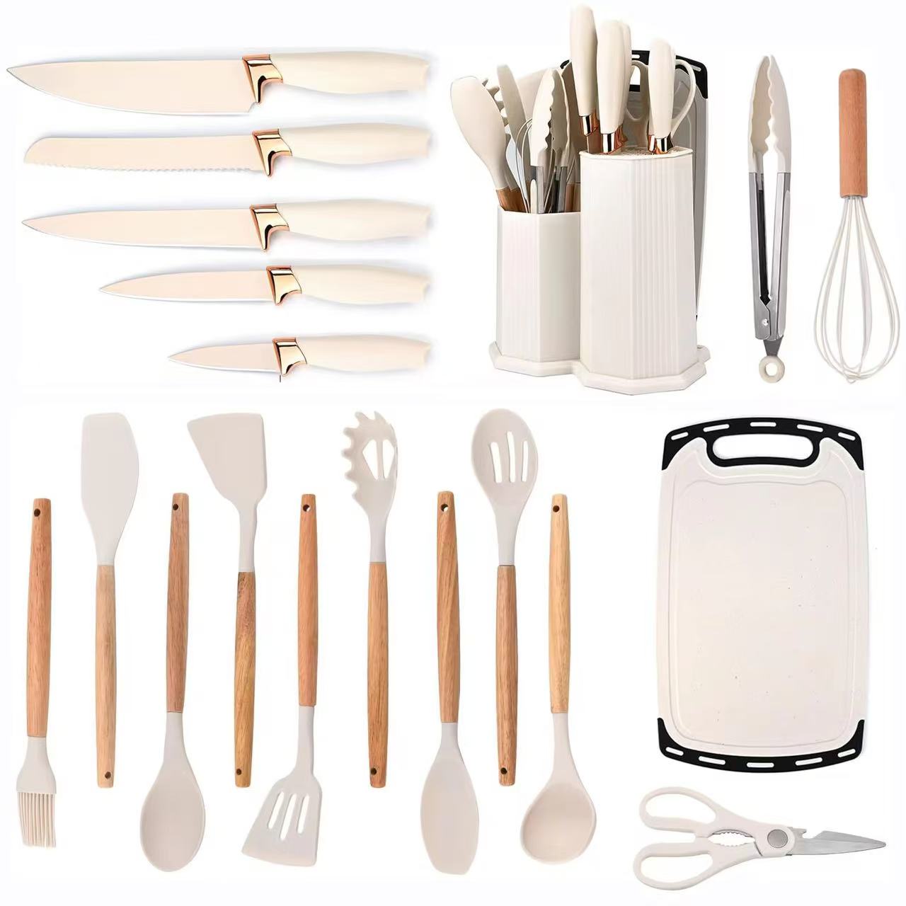 Rhombic silicone kitchenware set - 19-piece set