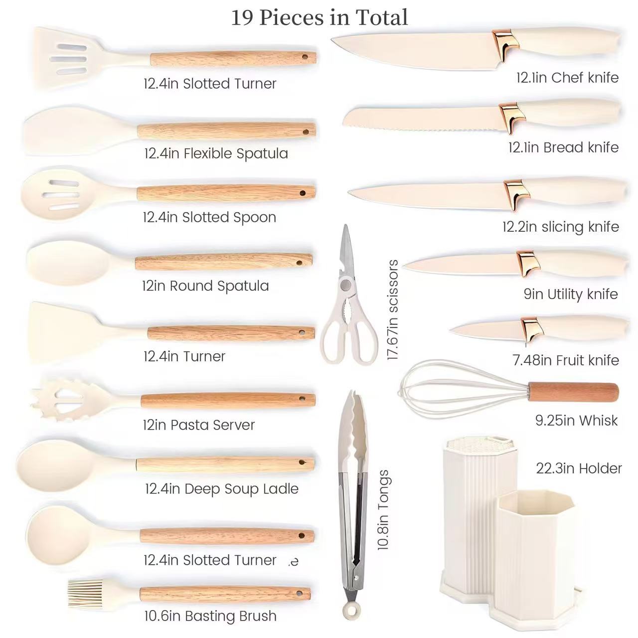 Rhombic silicone kitchenware set - 19-piece set