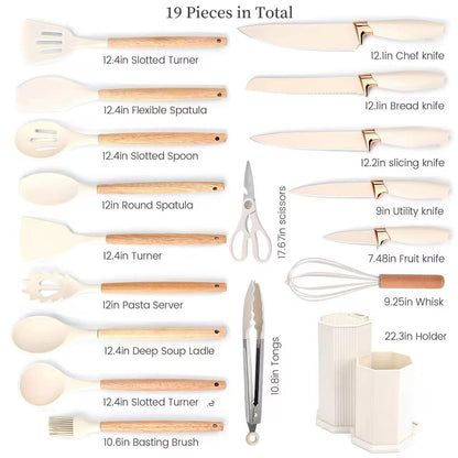 Rhombic silicone kitchenware set - 19-piece set