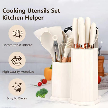 Rhombic silicone kitchenware set - 19-piece set