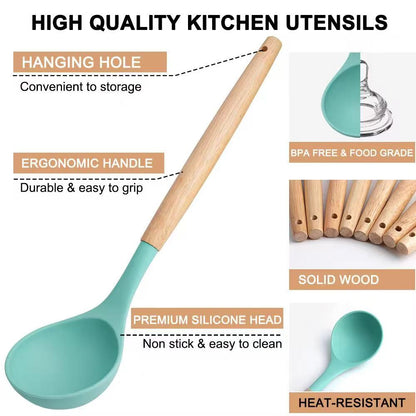 High-temperature-resistant food-grade silicone kitchenware set - 19-piece set
