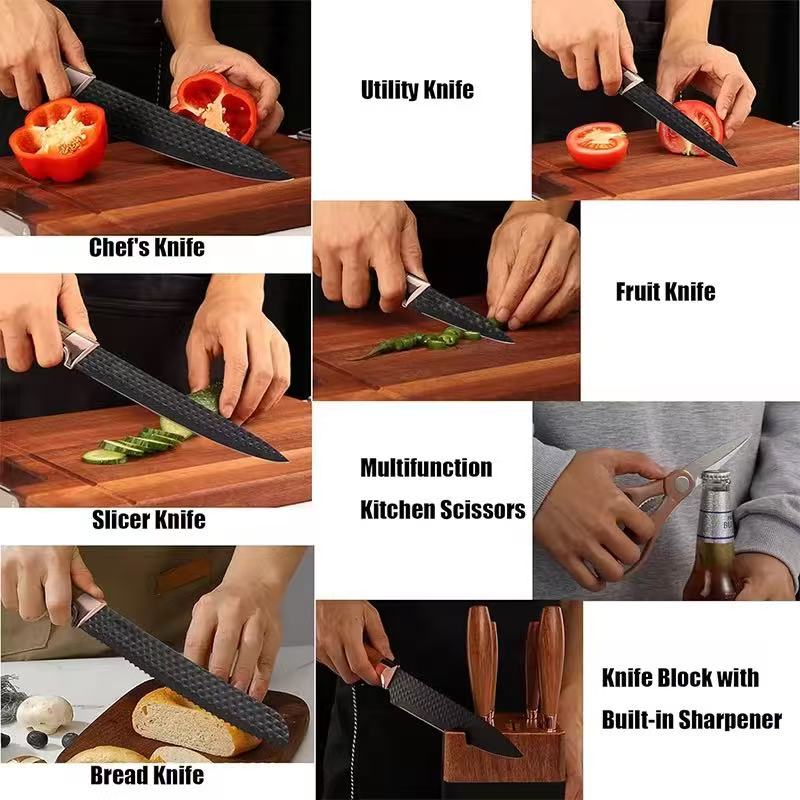 Stainless steel kitchen knife set - 7-piece set