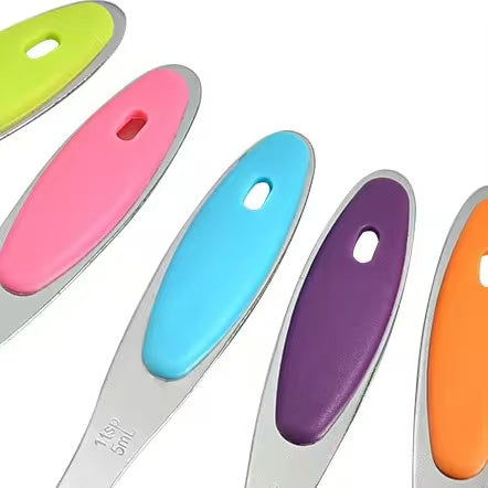 Silicone handle stainless steel measuring cup and measuring spoon set, scale-reading kitchen baking tool set