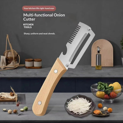 Multifunctional stainless steel household vegetable peeler / onion cutter / bottle opener / melon and fruit slicer