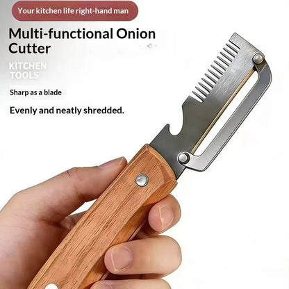 Multifunctional stainless steel household vegetable peeler / onion cutter / bottle opener / melon and fruit slicer