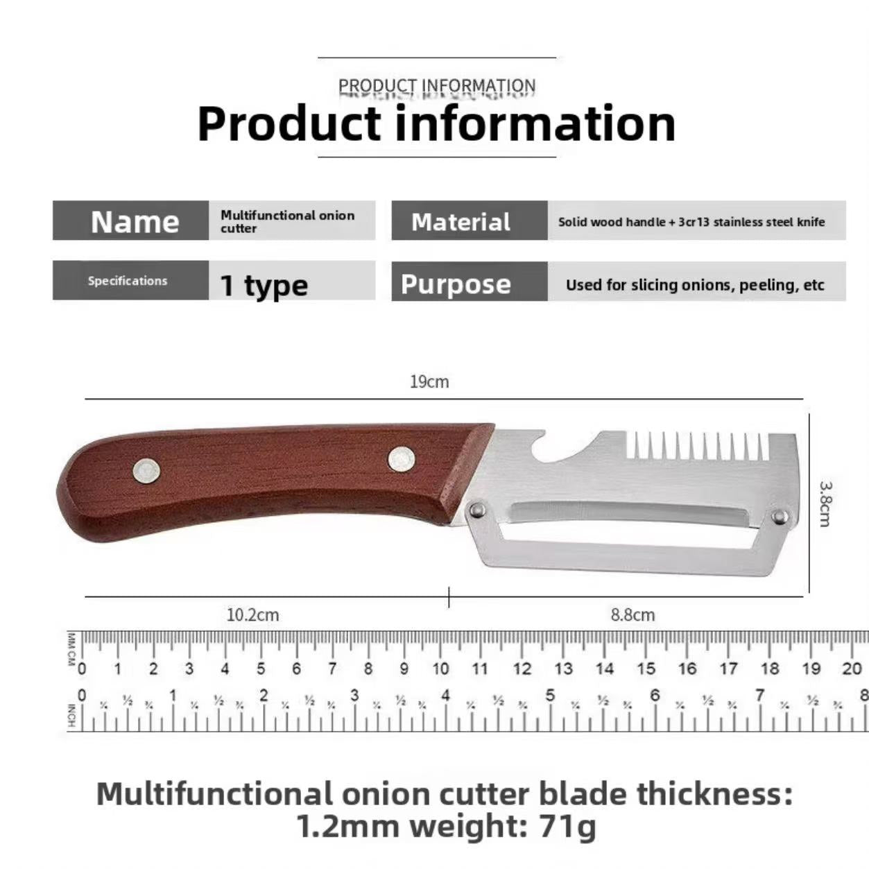 Multifunctional stainless steel household vegetable peeler / onion cutter / bottle opener / melon and fruit slicer